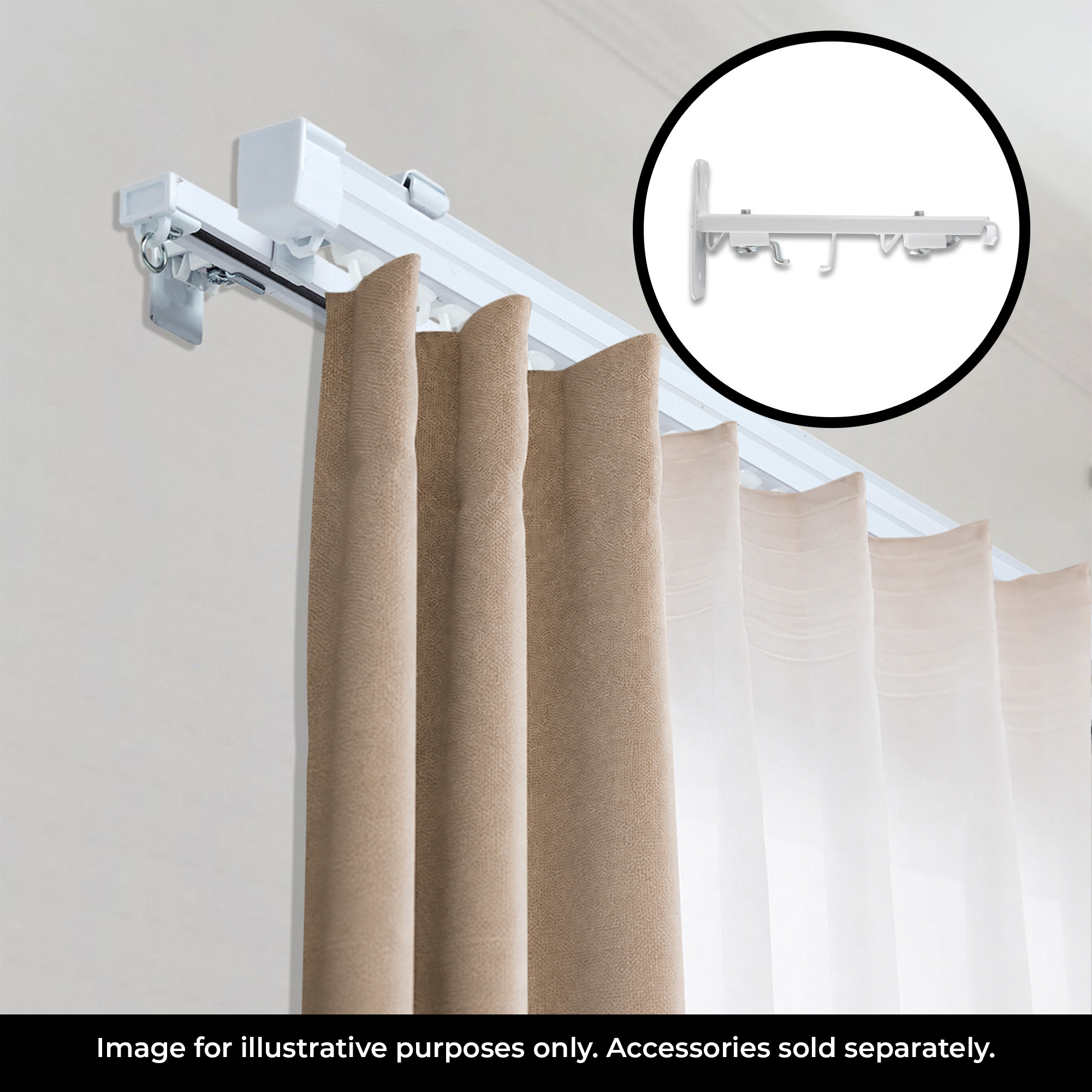 Curtain Track Superior Bracket Double White - Image 4