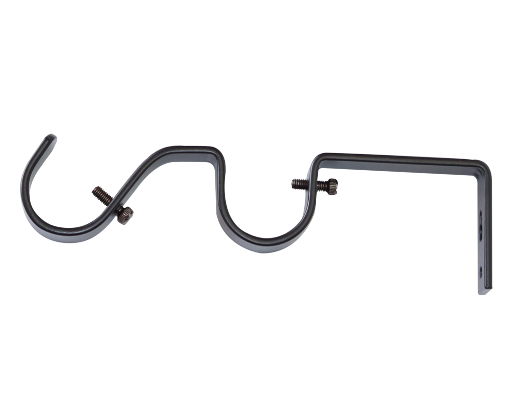 25mm Steel Rod Double Metal Bracket Black • Decorland : Decorland