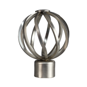 25 MM STEEL ROD TWISTBALL FINIAL BRUSHED SILVER