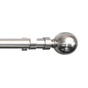 25-28 Exp Rod Single Solid Ball Finial Silver 2.2m-4.0m