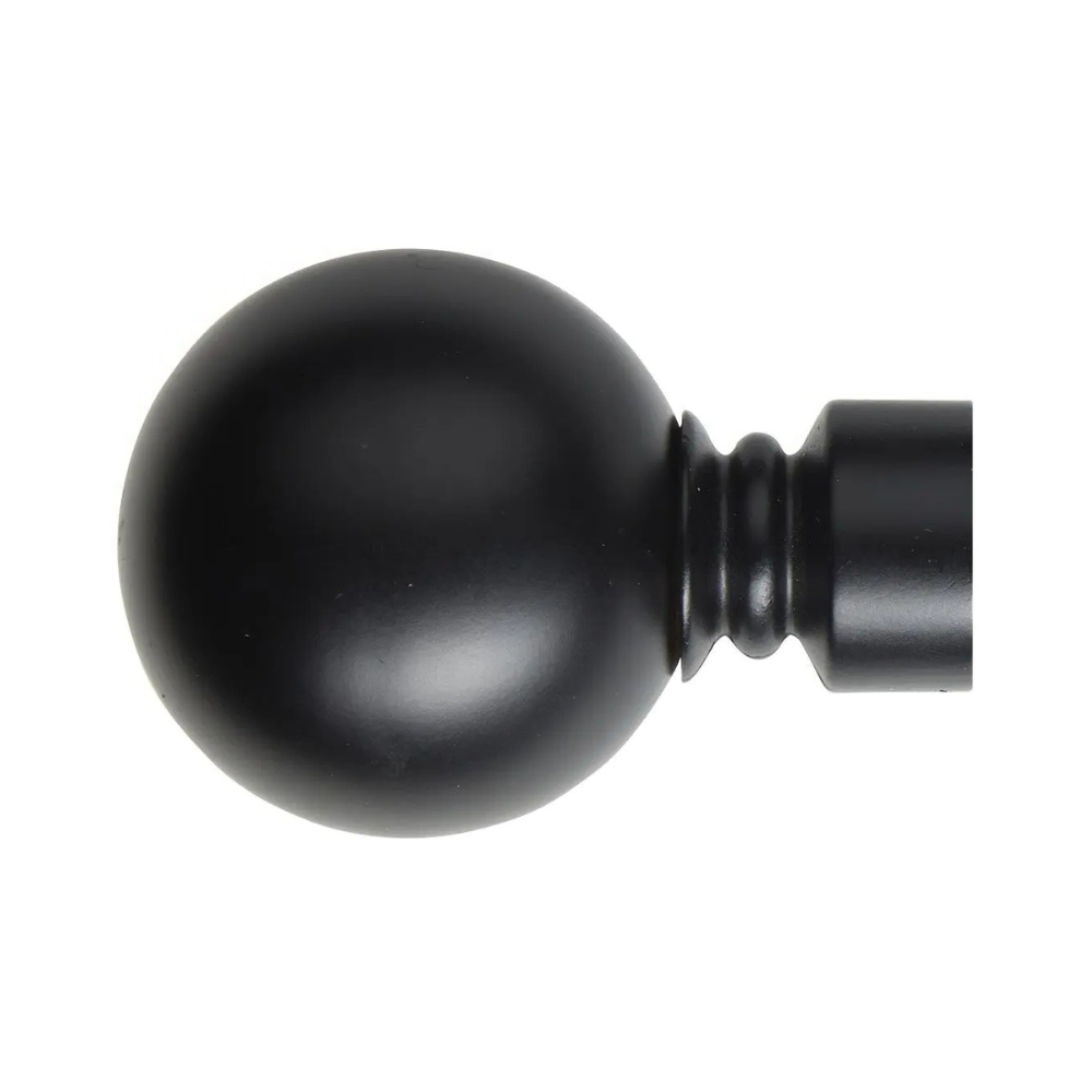 32mm Steel Rod Finial | Solid Ball | Black - Image 3