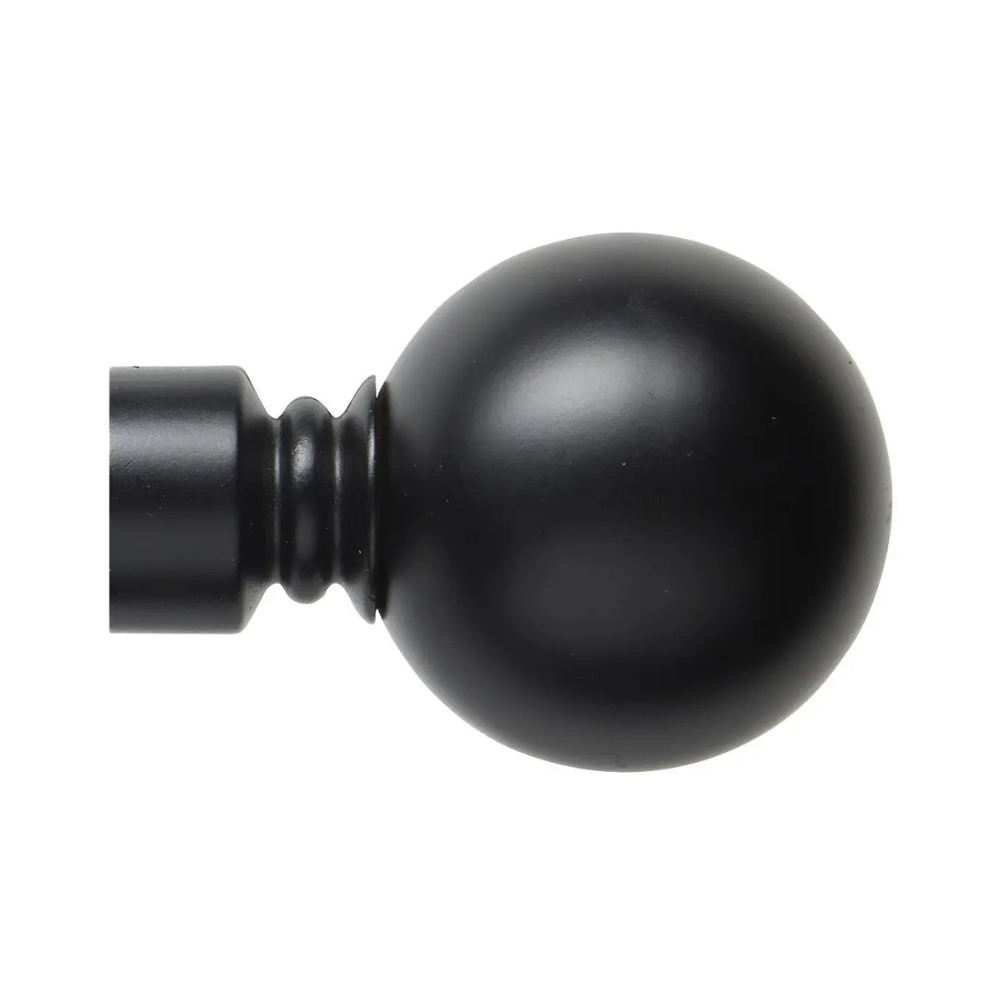 32mm Steel Rod Finial | Solid Ball | Black - Image 2