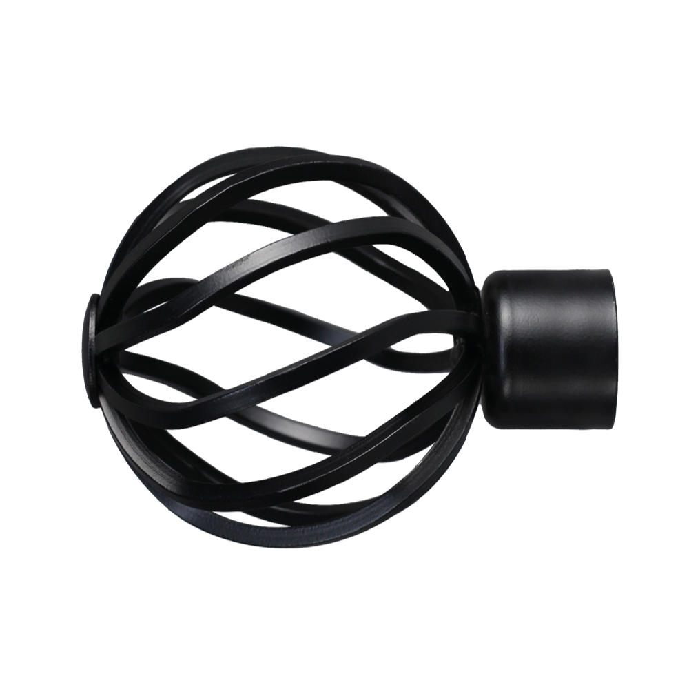 25 MM STEELROD FINIAL TWISTBALL BLACK - Image 2