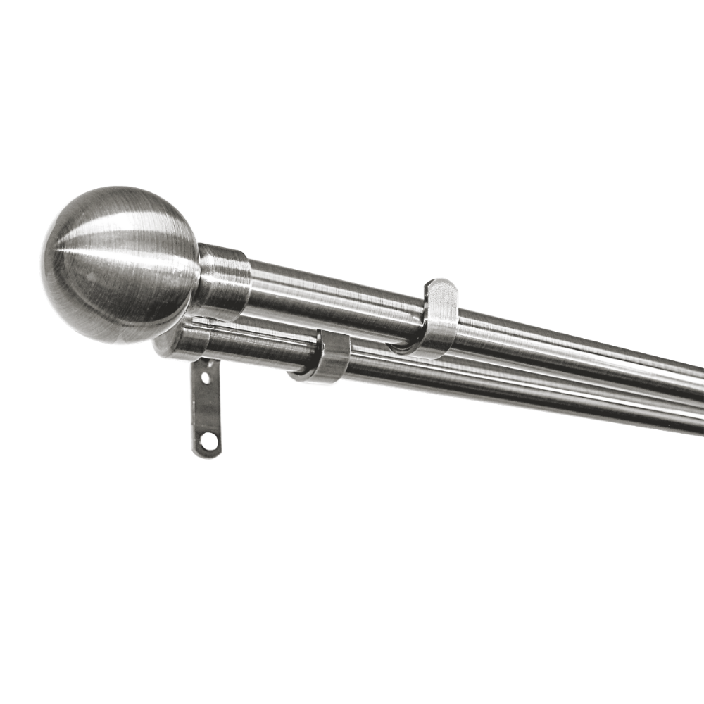 16-19 MM EXPANDING DOUBLE STEEL ROD METAL BALL FINIAL SILVER - Image 2